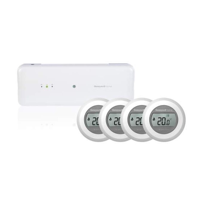 Honeywell Home vloerverwarming pakket HCC100 + 4x Honeywell Round draadloos aan/uit